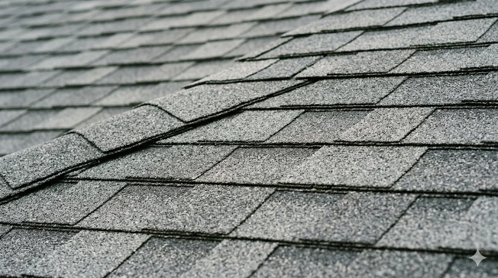Close-up of architectural asphalt shingles