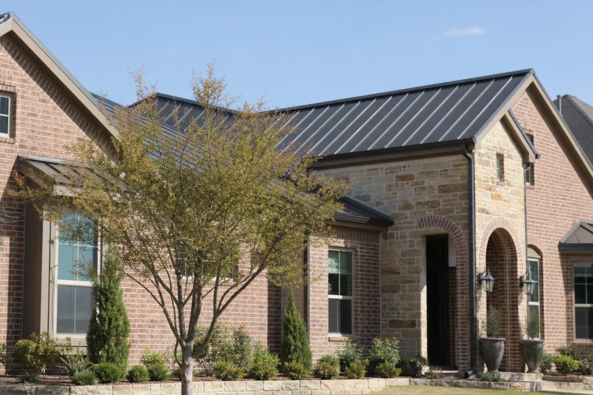 Residential home with a standing-seam metal roof in Allen, TX