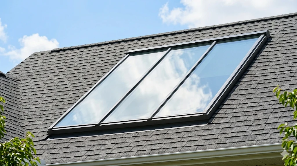 Skylight installed on an asphalt shingle roof