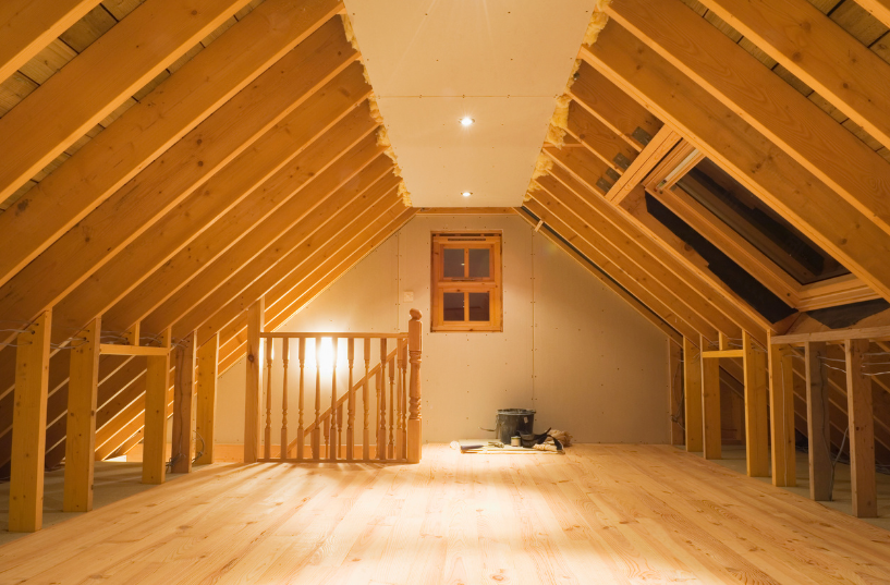 big attic ready for spray foam insulation